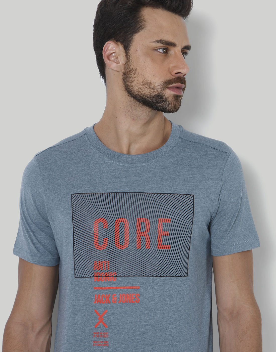 Blue Graphic Print Crew Neck T-Shirt