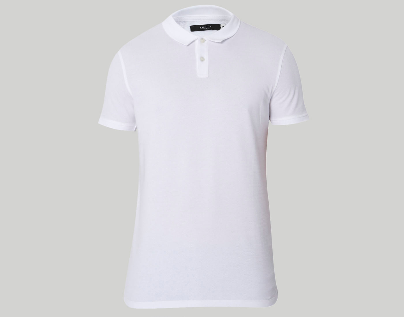 White Jacquard Polo Neck T-Shirt