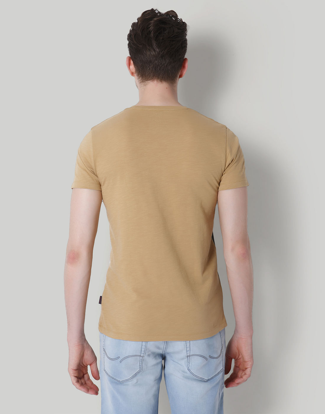 Tan Slogan Print Crew Neck T-Shirt