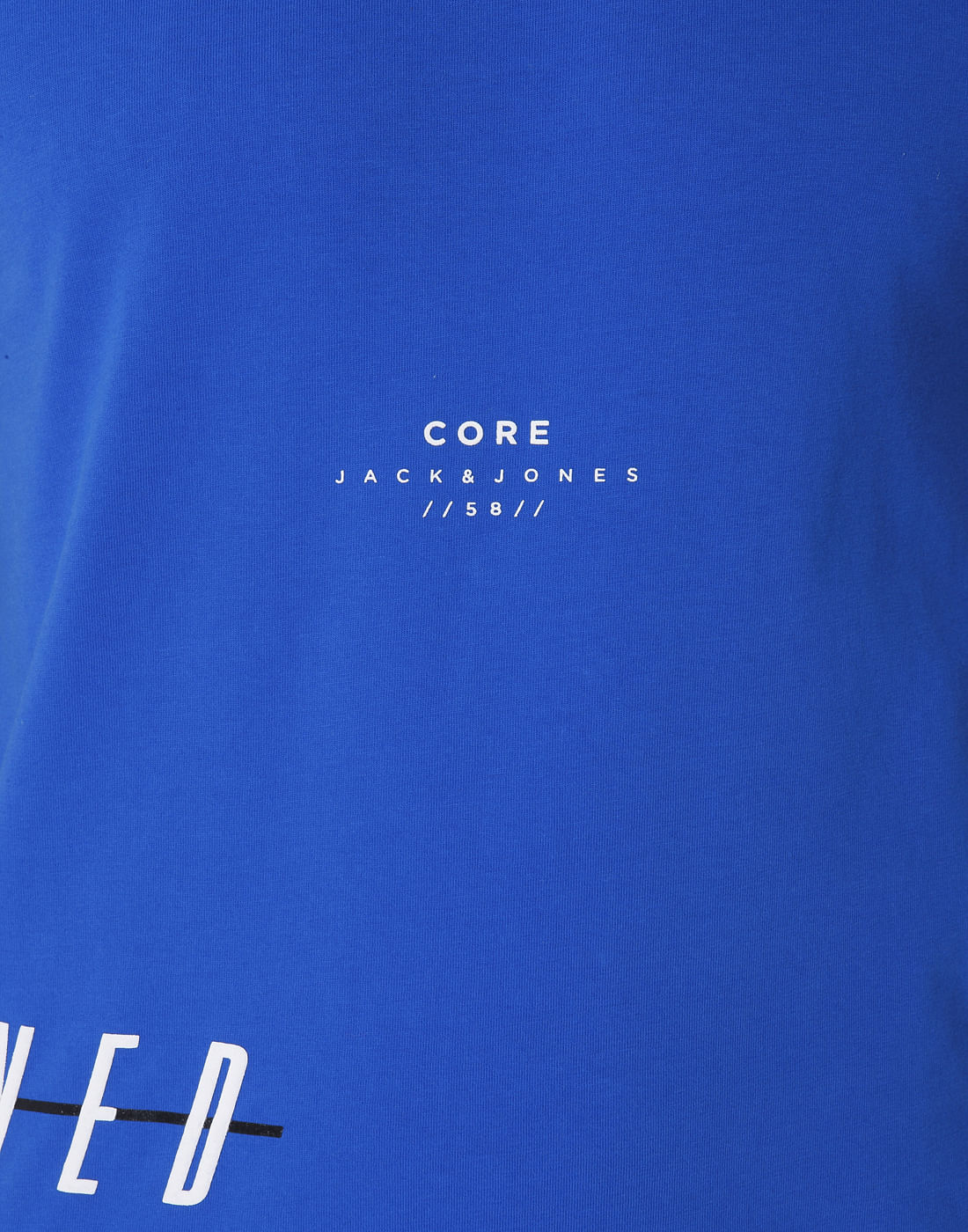 Blue Text Print Crew Neck T-Shirt