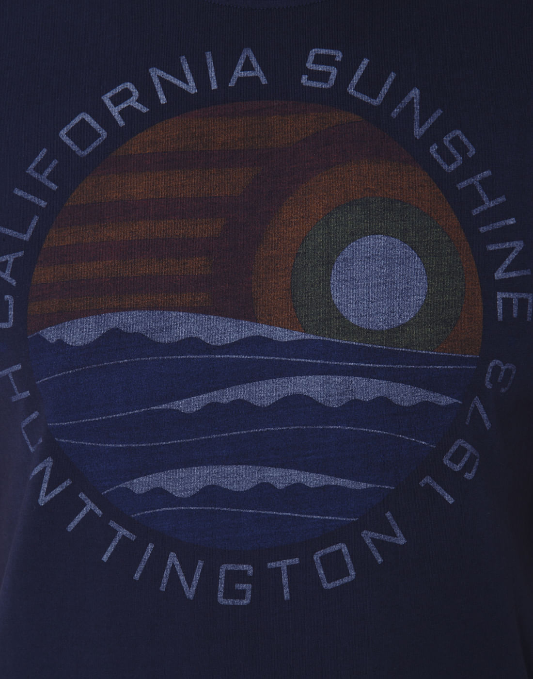 Dark Blue Text Print Crew Neck T-Shirt