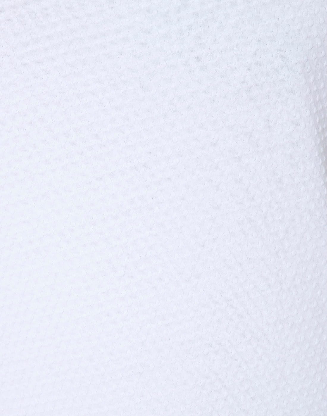 White Self Design Crew Neck T-Shirt