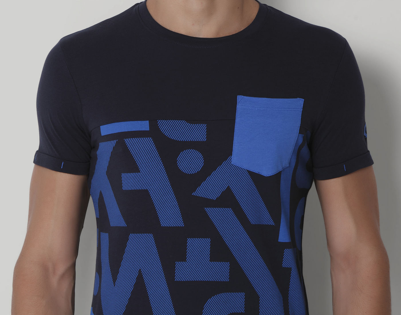 Blue Graphic Print Crew Neck T-Shirt