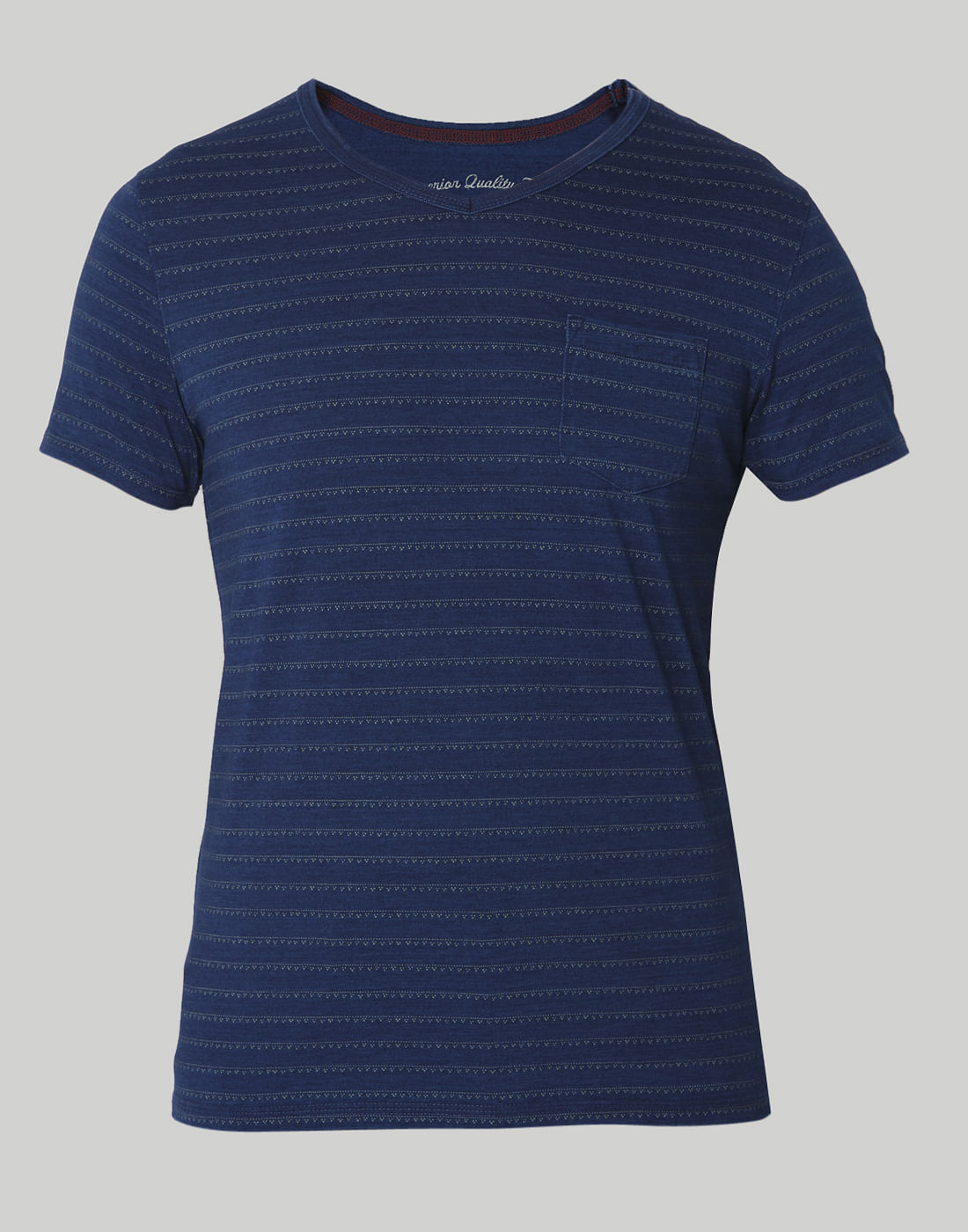 Blue Printed Crew Neck T-Shirt