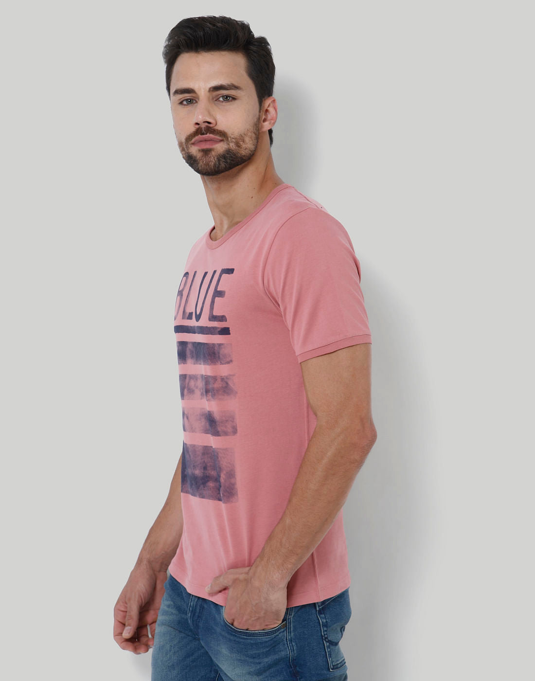 Pink Text Print Crew Neck T-Shirt