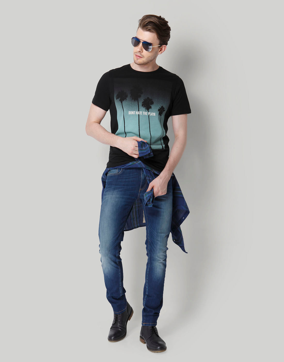 Black Graphic Print Crew Neck T-Shirt
