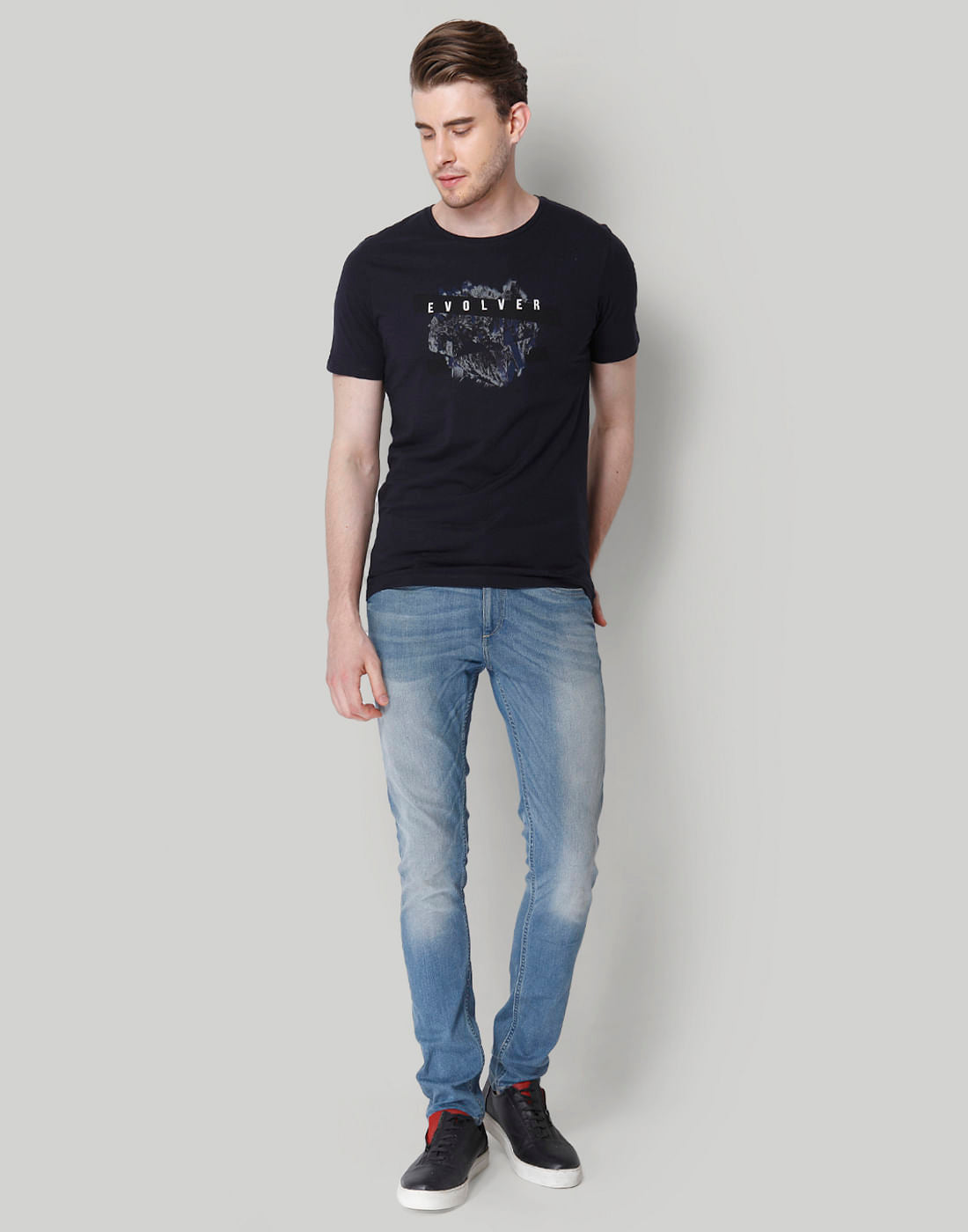 Black Graphic Print Crew Neck T-Shirt