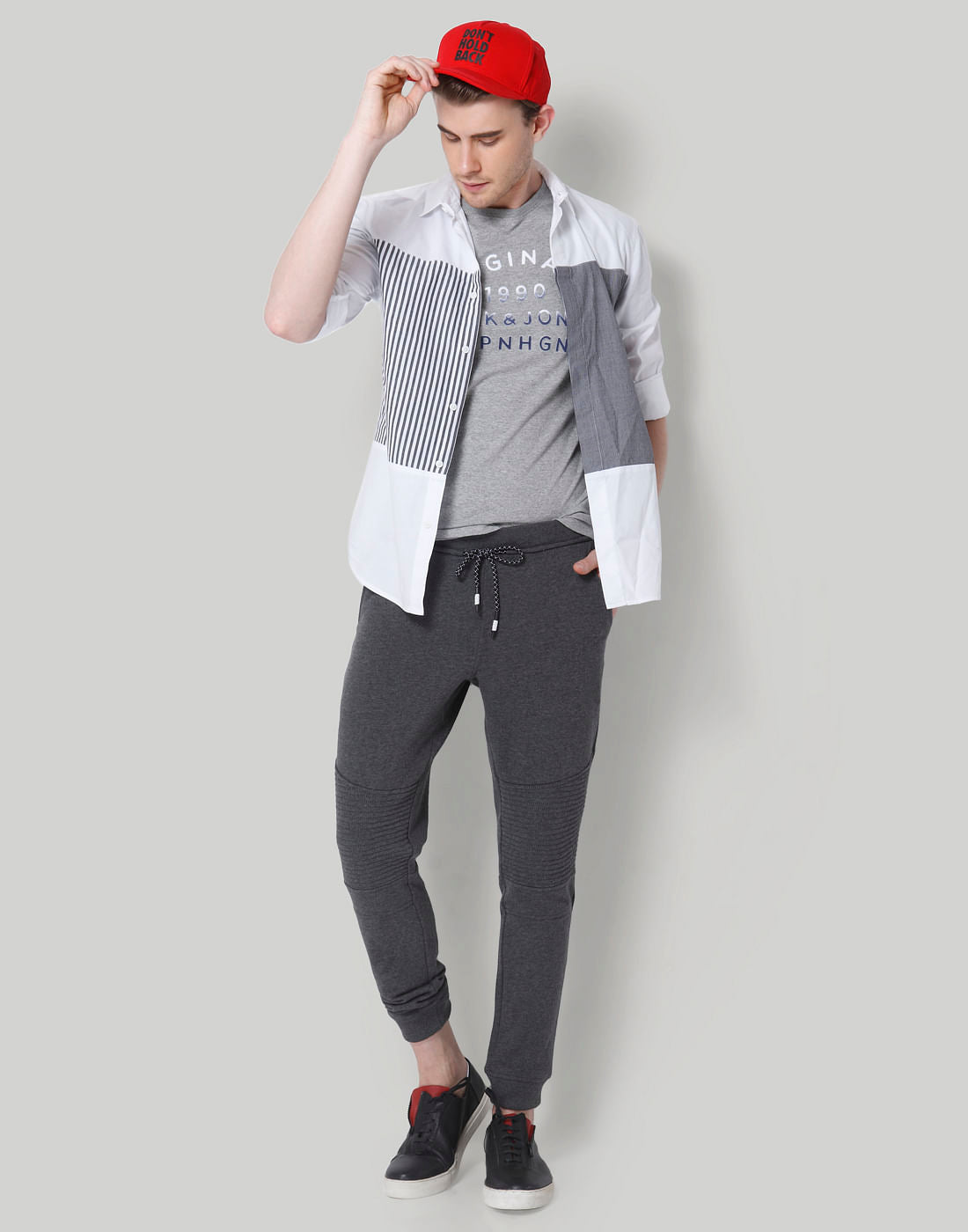 Grey Text Print Crew Neck T-Shirt