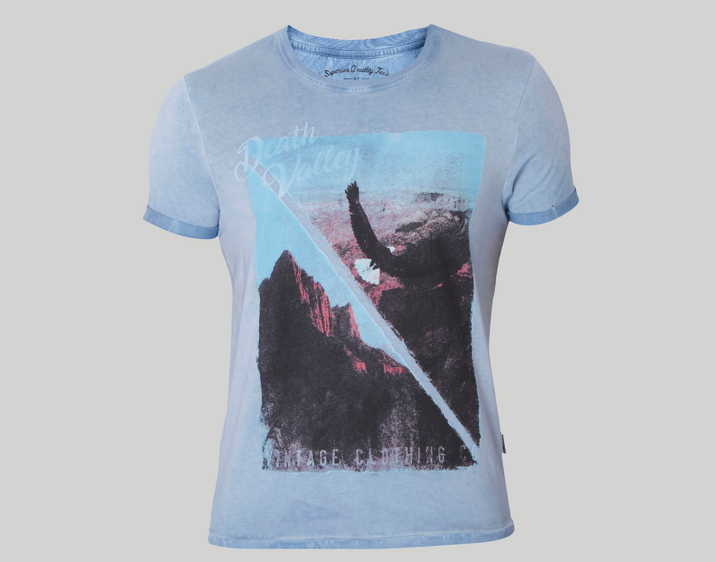 Blue Graphic Print Crew Neck T-Shirt