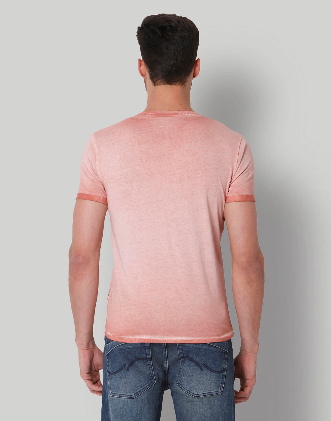 Peach Graphic Print Crew Neck T-Shirt