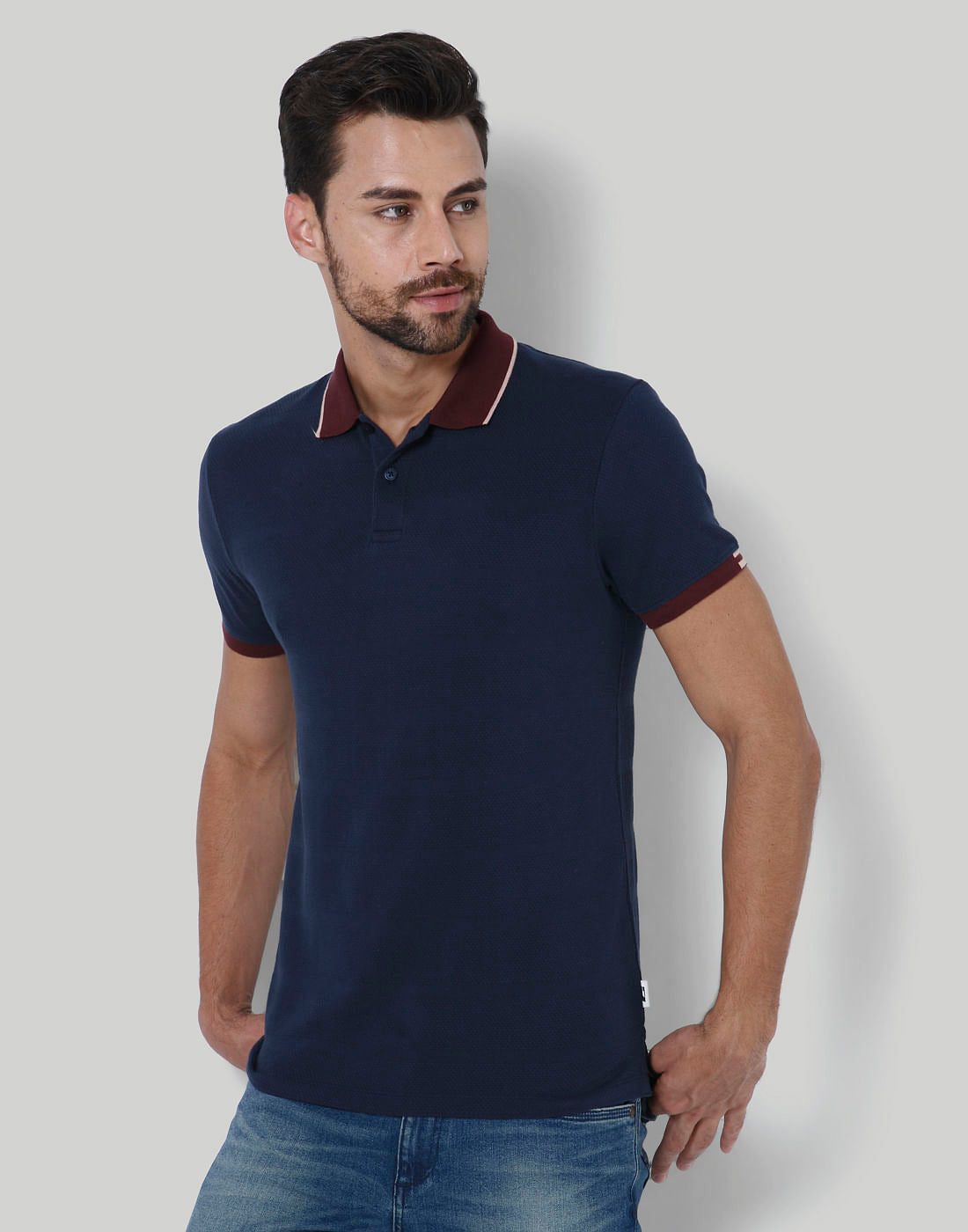 Dark Blue & Brown Polo T-Shirt - S