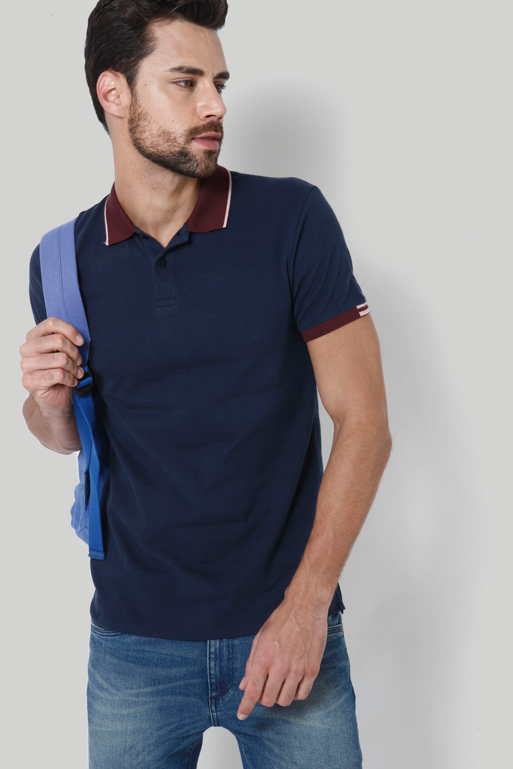 Dark Blue & Brown Polo T-Shirt