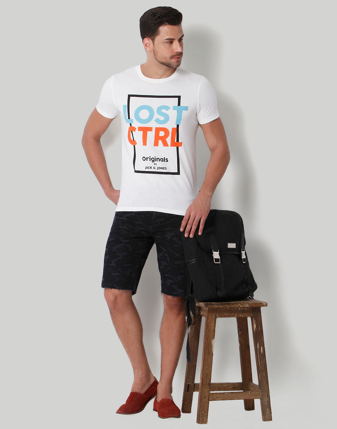 White Text Print Crew Neck T-Shirt