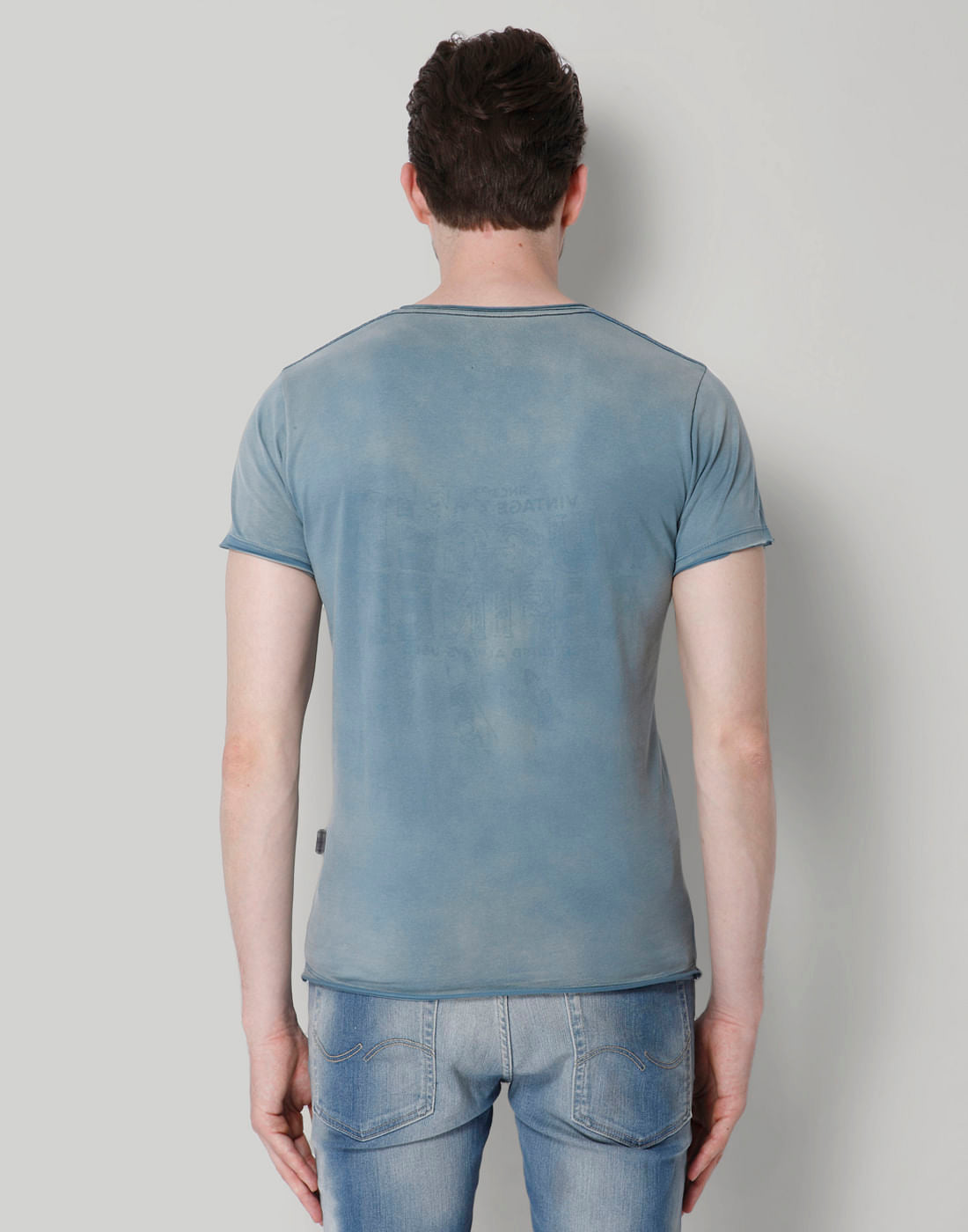 Turquoise Graphic Printed V-Neck T-Shirt