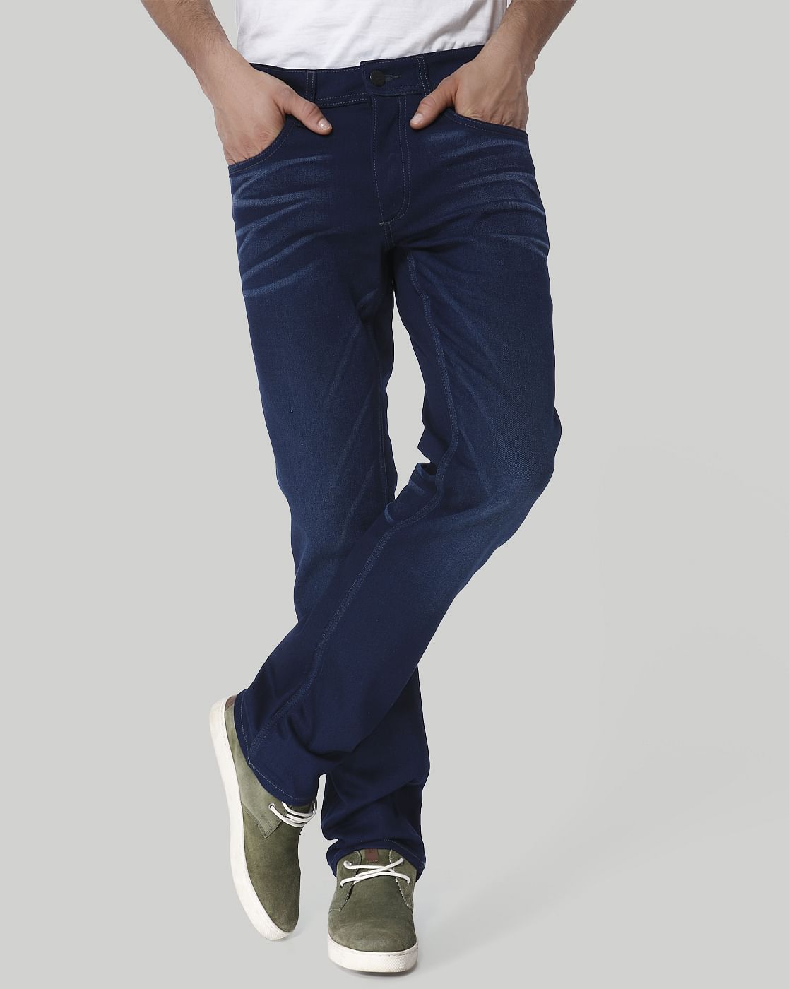 Dark Blue Mid Rise Regular Fit Jeans - 28/32