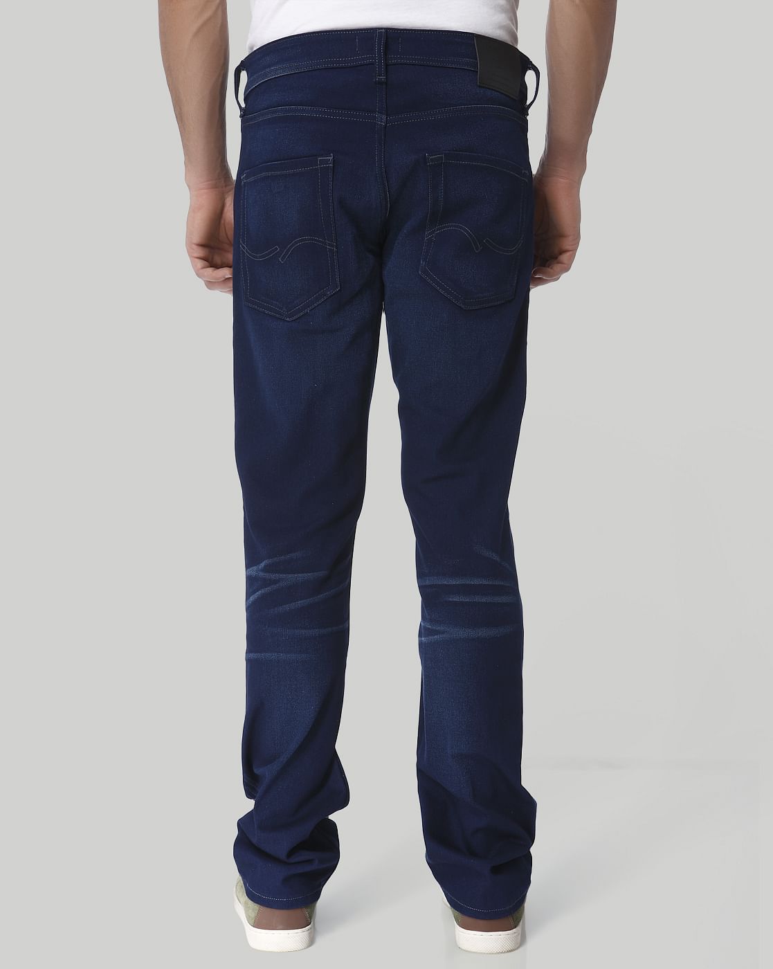 Dark Blue Mid Rise Regular Fit Jeans