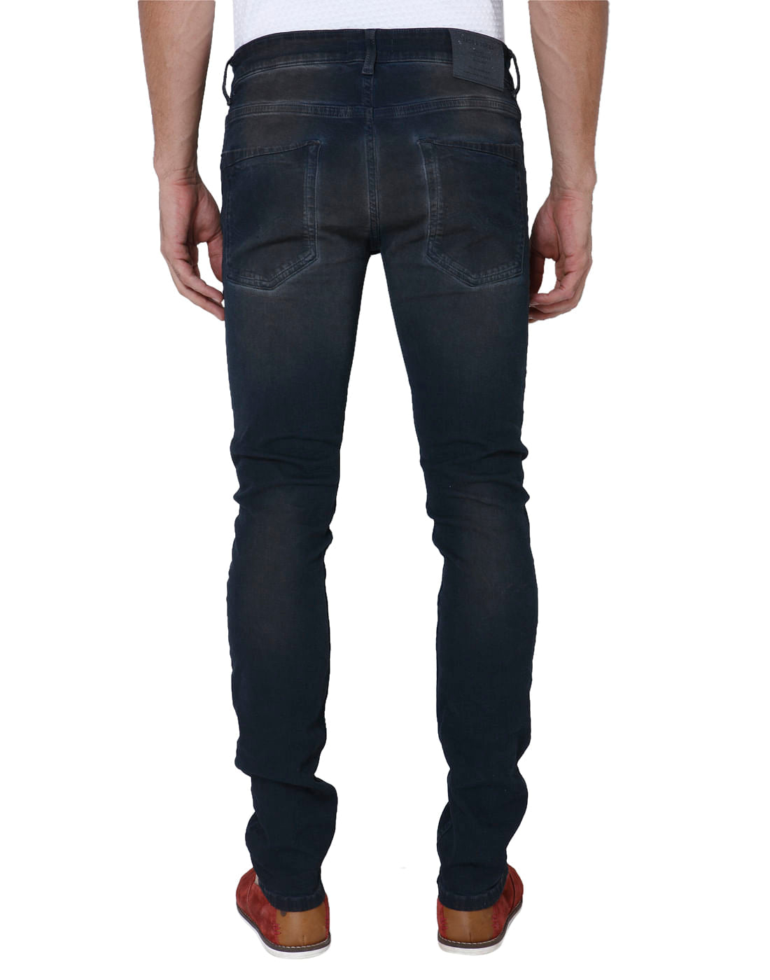 Dark Blue Distressed Slim Fit Jeans