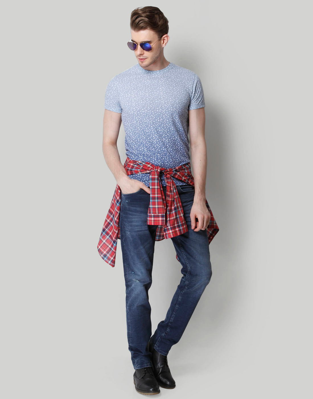 Dark Blue Mid Rise Comfort Fit Jeans