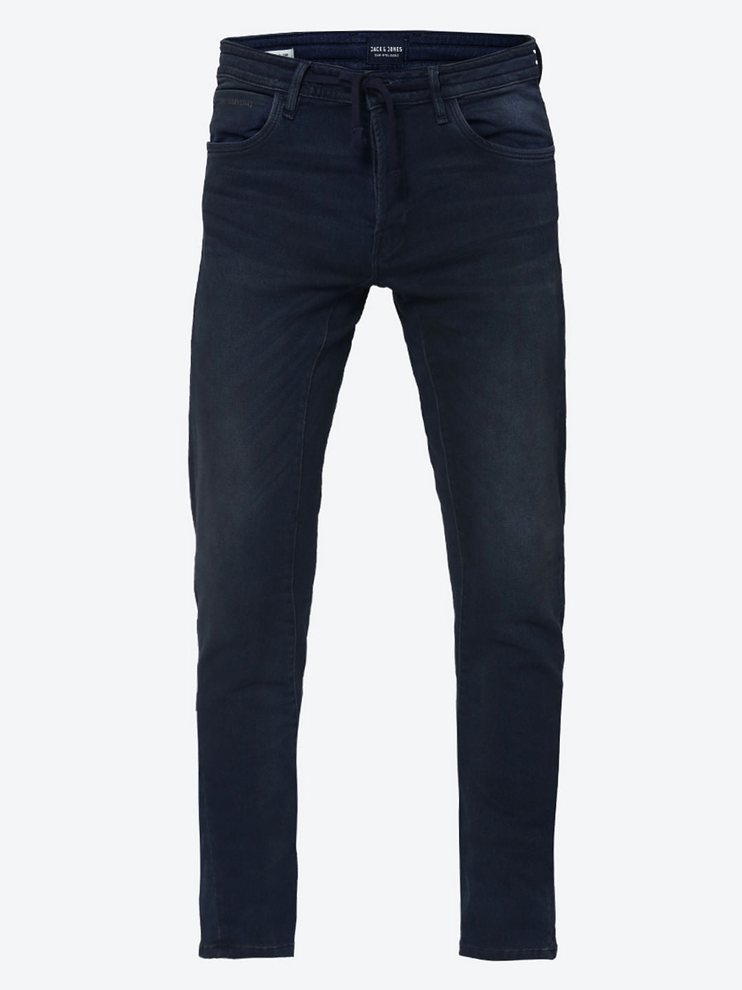 Dark Blue Drawstring Detail Glenn Slim Fit Jeans