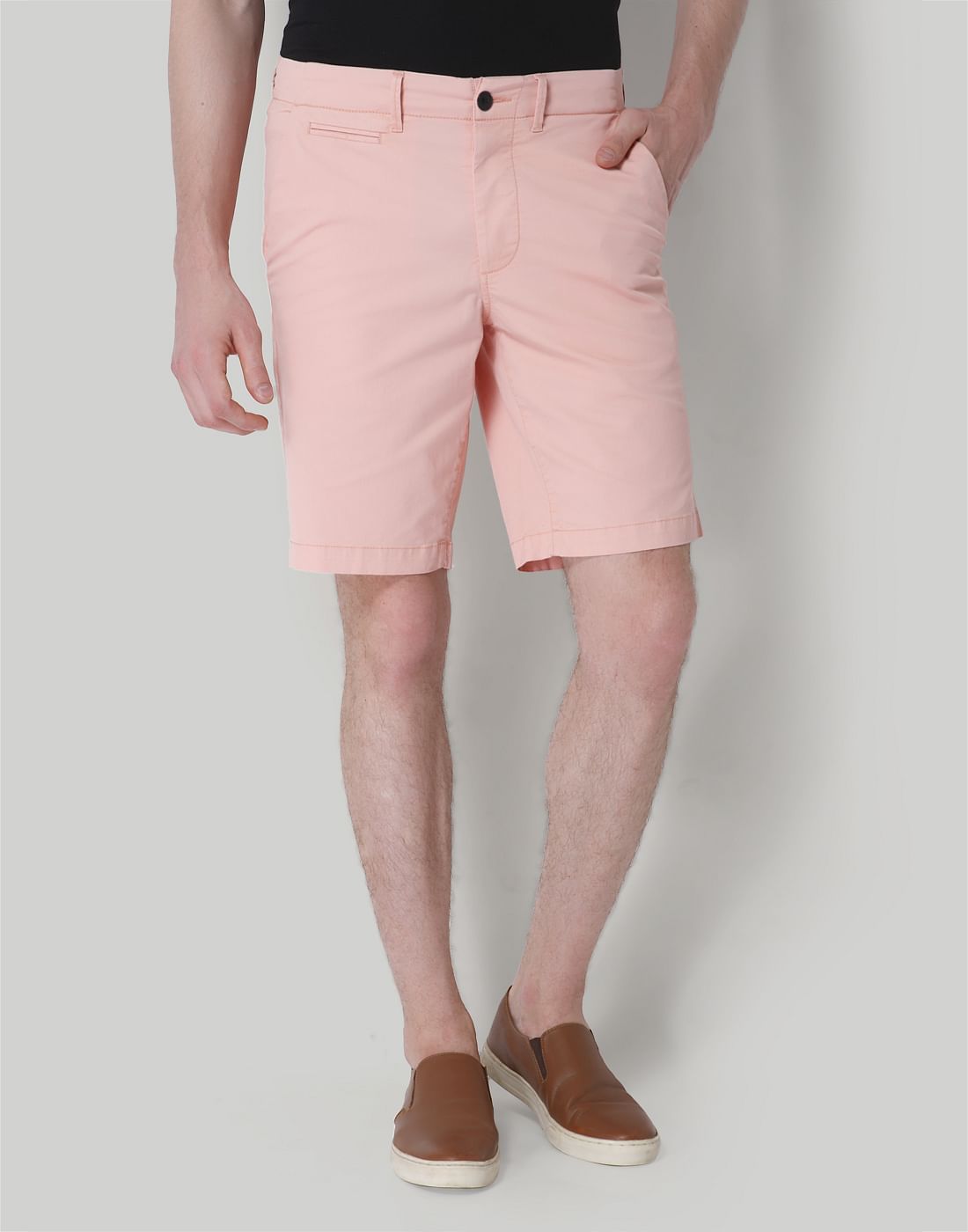 Pink Mid Rise Chino Shorts - S