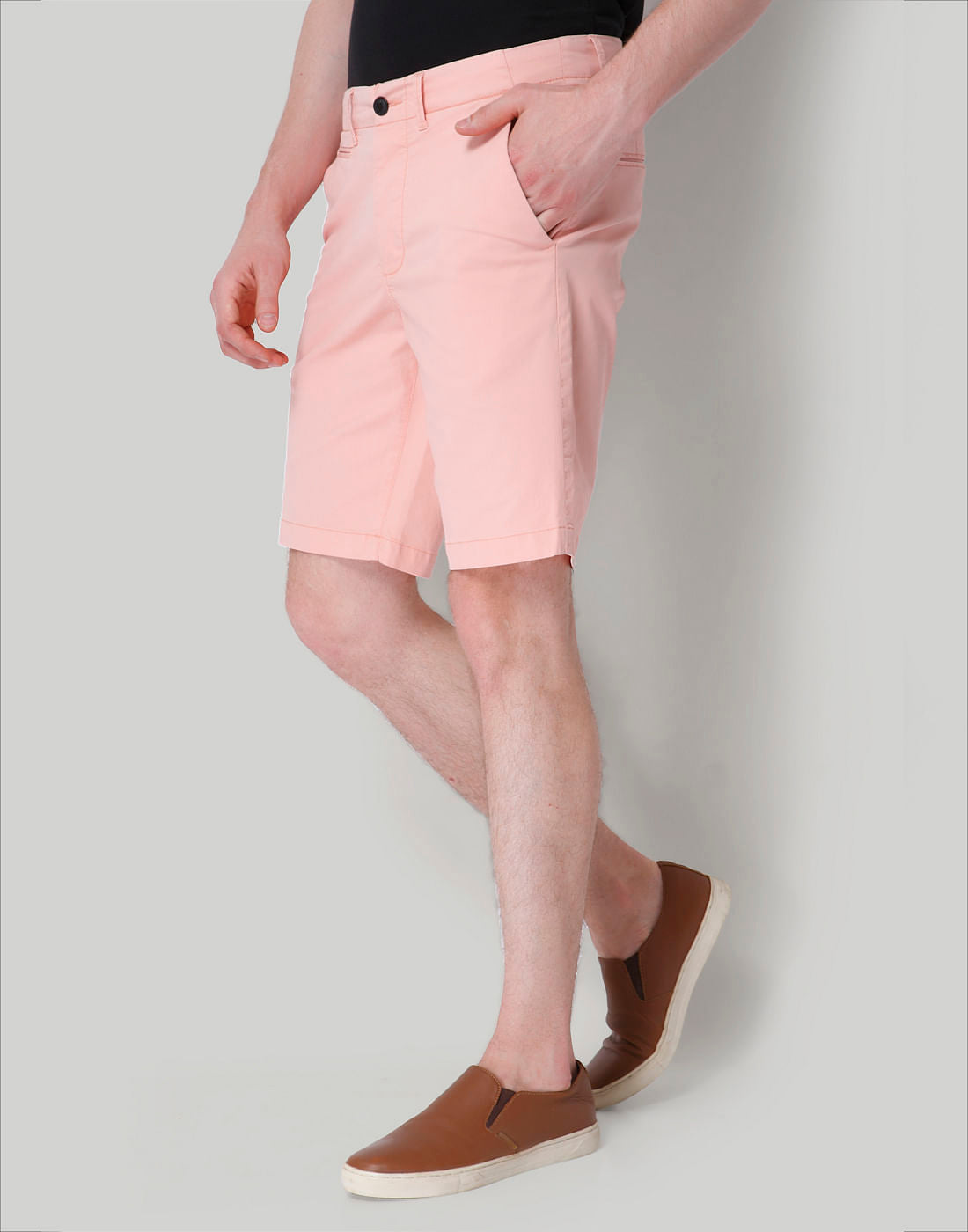 Pink Mid Rise Chino Shorts