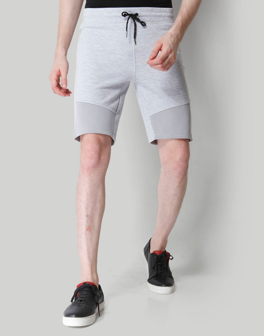 Grey Mesh Detail Sweatshorts - S