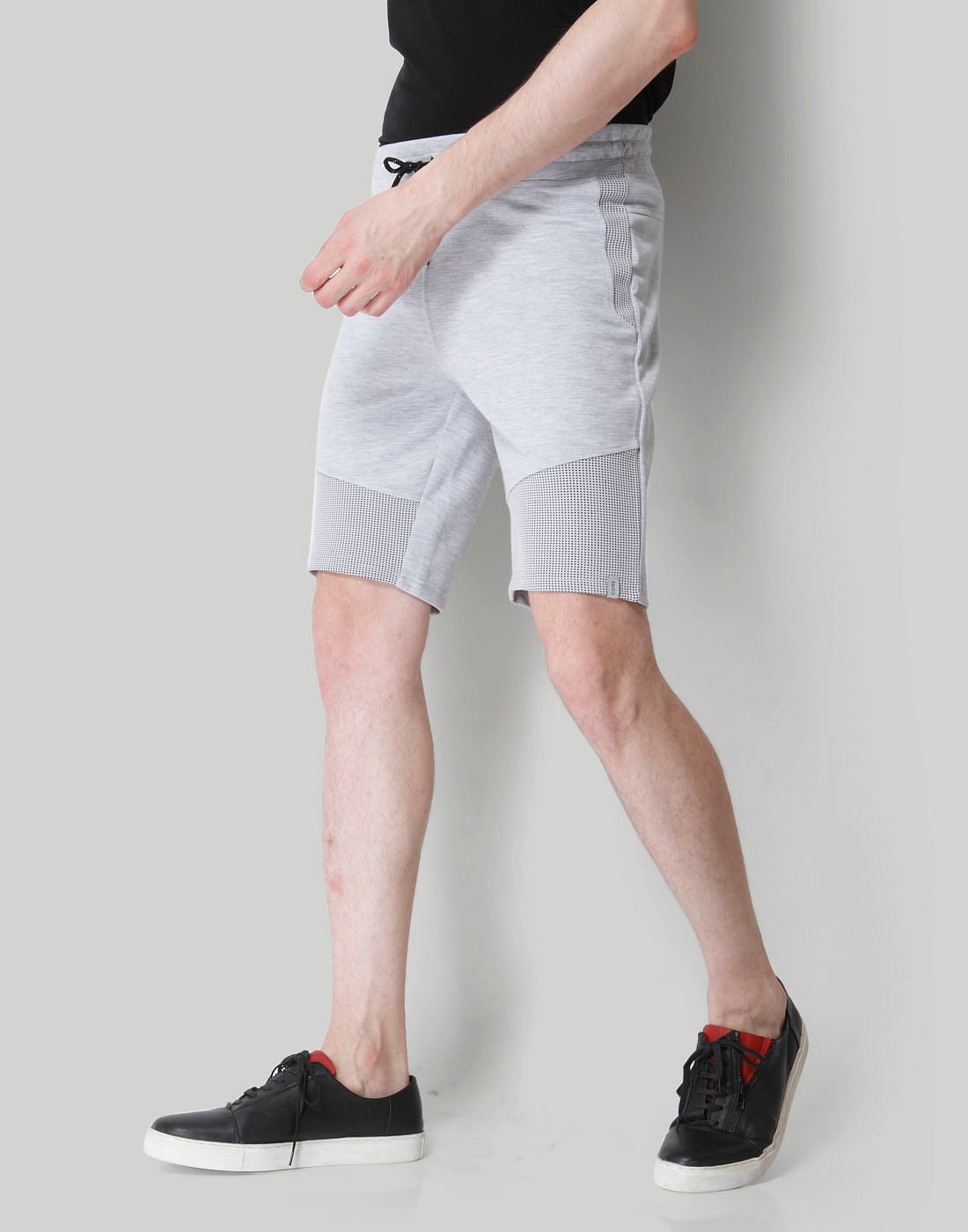Grey Mesh Detail Sweatshorts