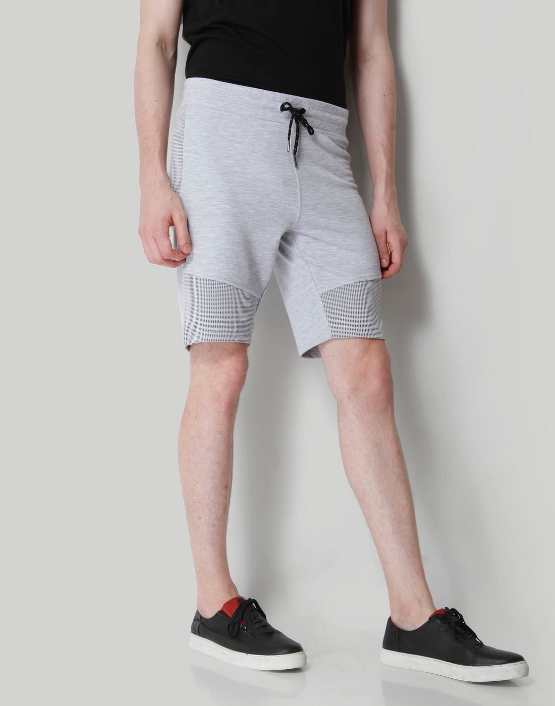 Grey Mesh Detail Sweatshorts