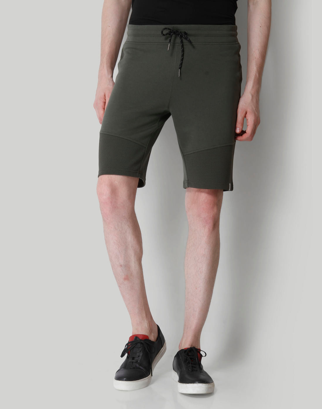 Olive Green Mesh Detail Sweatshorts - S
