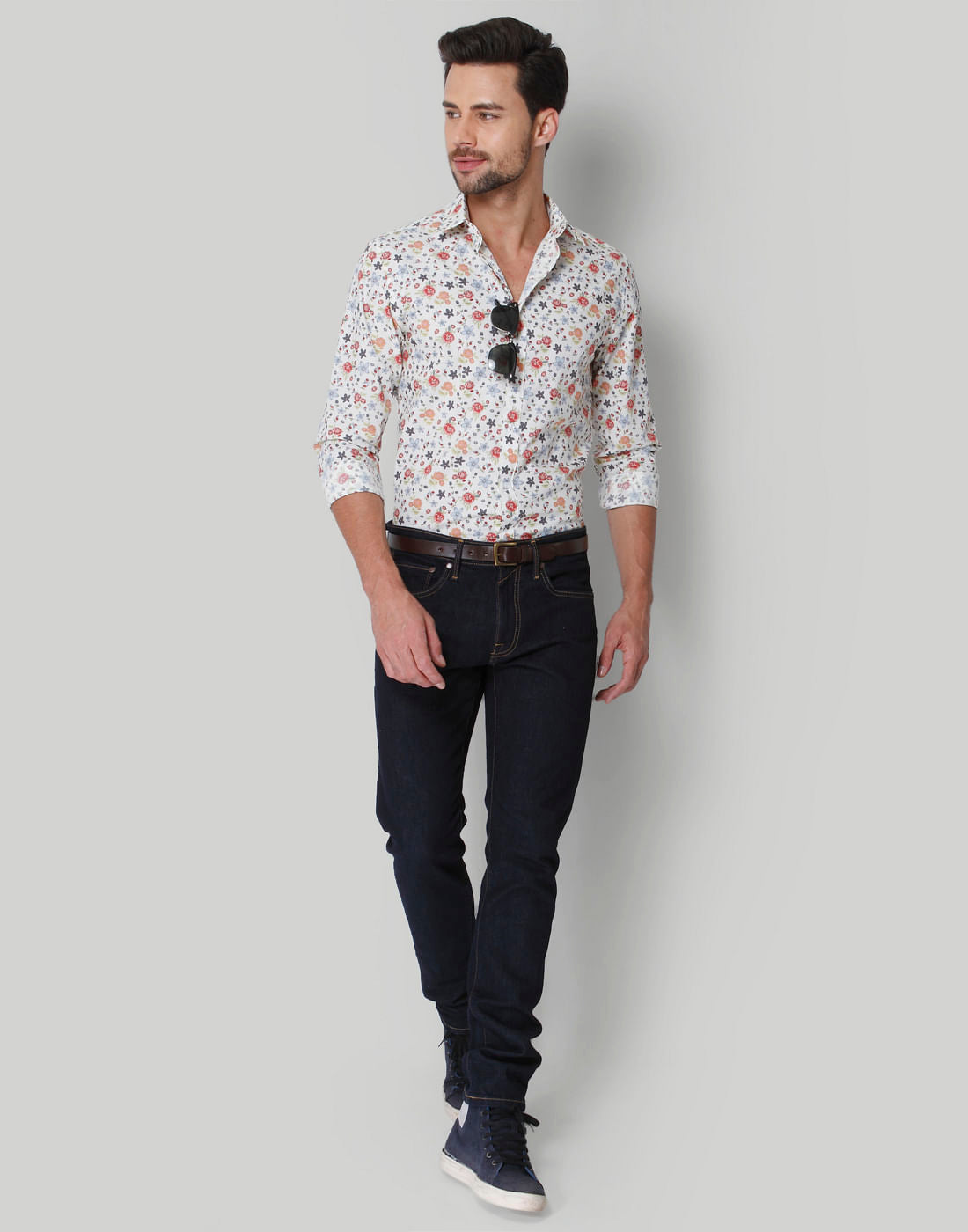Blue Mid Rise Regular Fit Jeans