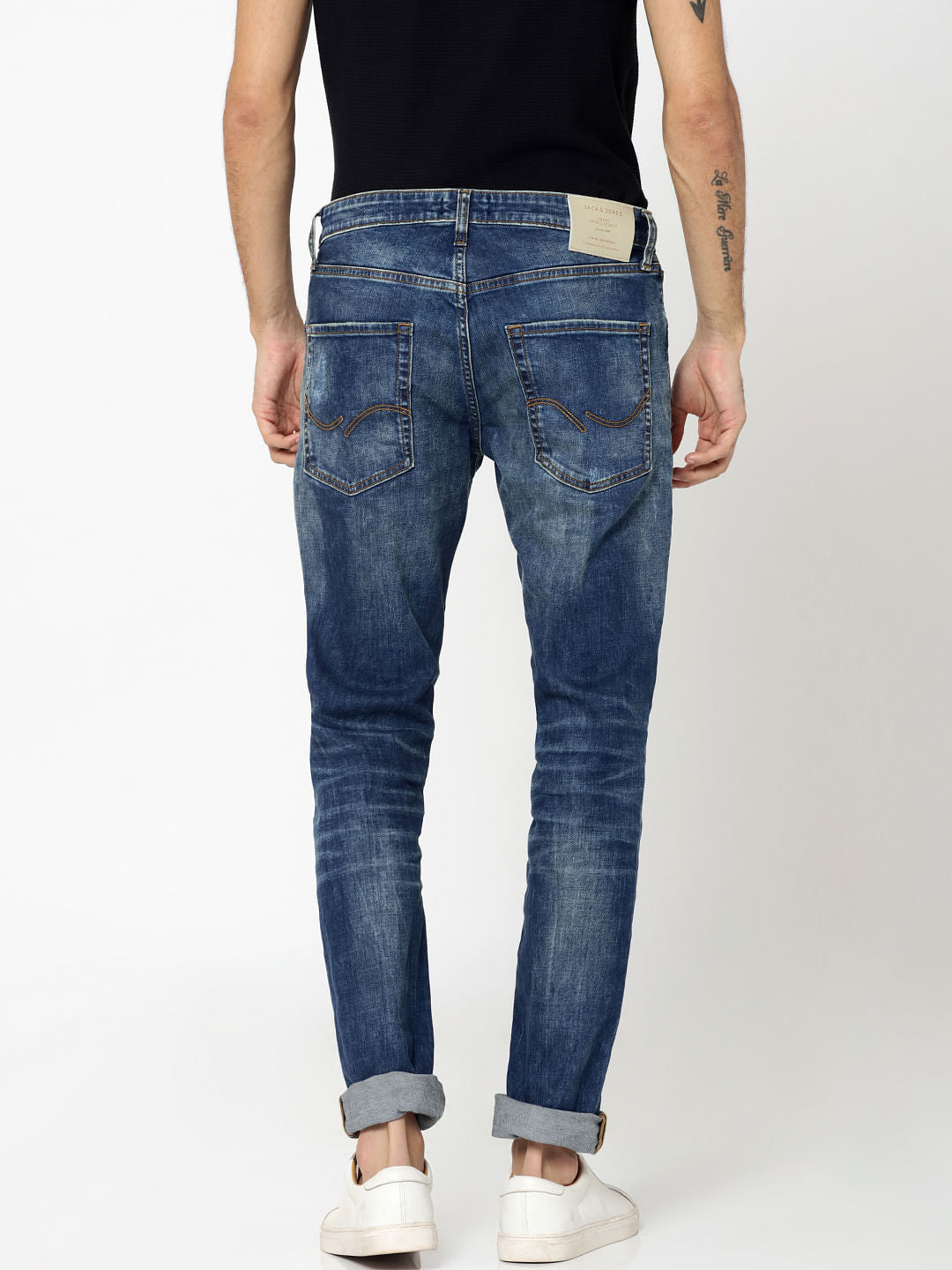 Dark Blue Mildly Distressed Tim Anti Fit Jeans
