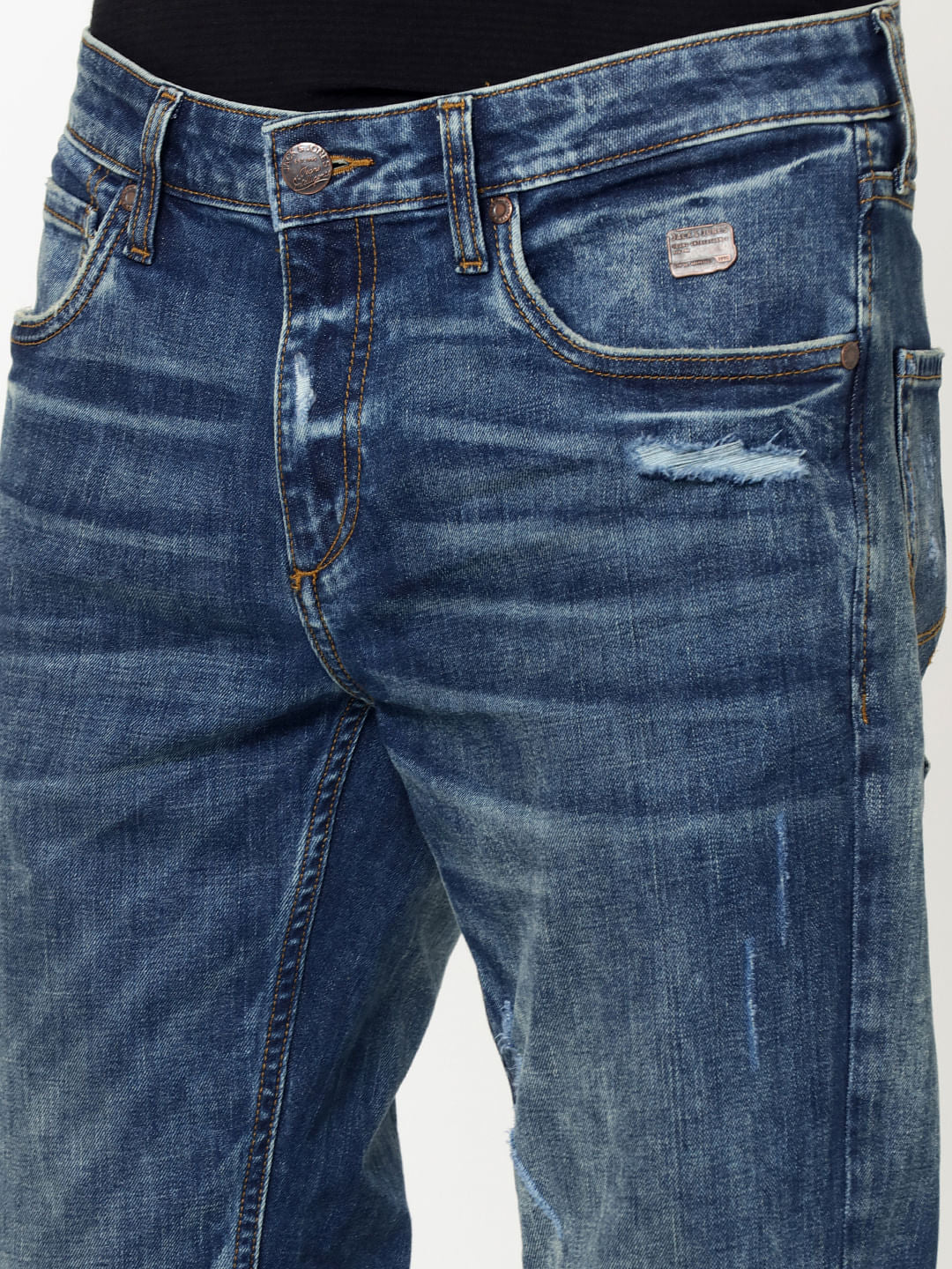 Dark Blue Mildly Distressed Tim Anti Fit Jeans