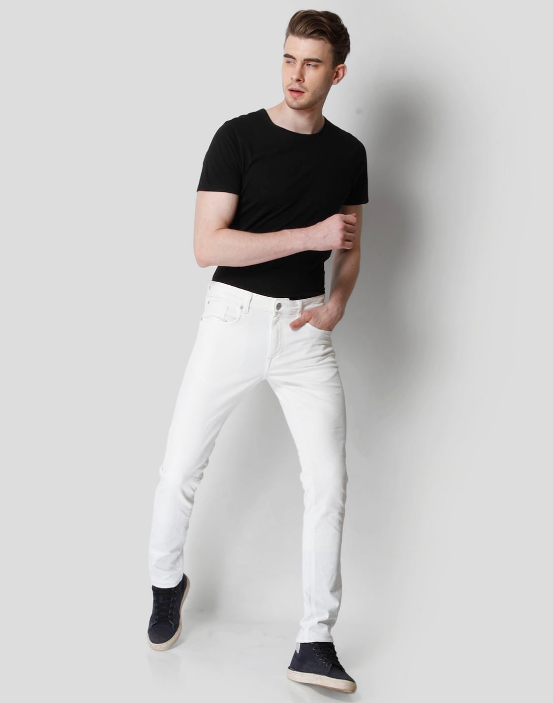 White Low Rise Skinny Fit Jeans