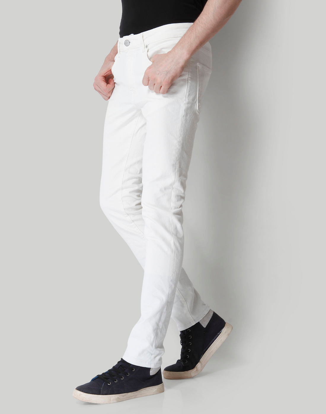 White Low Rise Skinny Fit Jeans