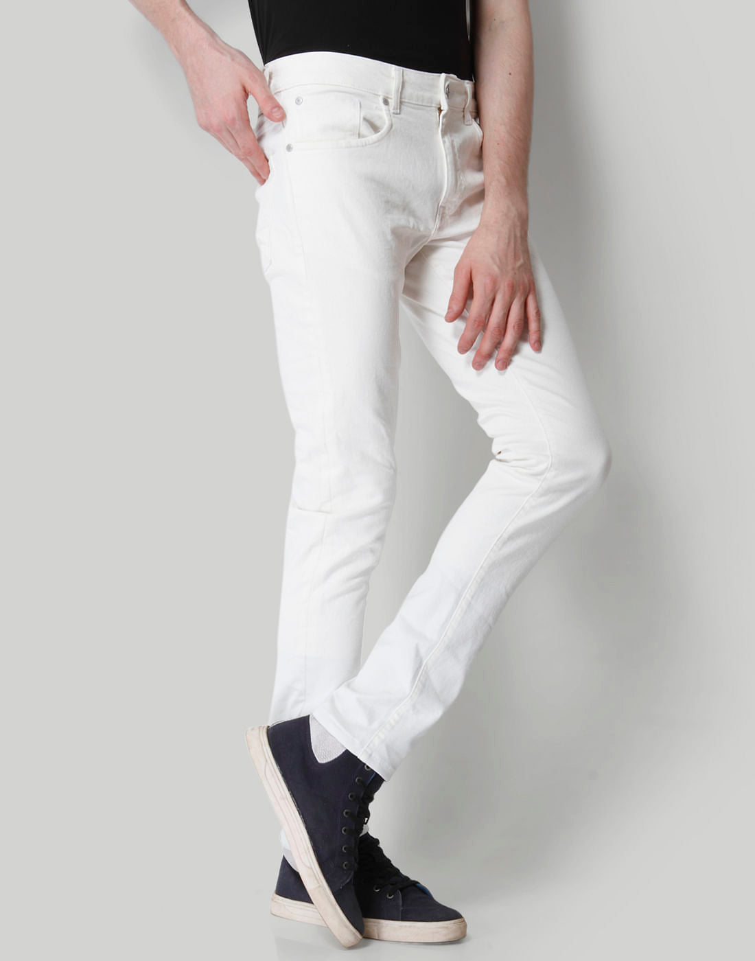 White Low Rise Skinny Fit Jeans