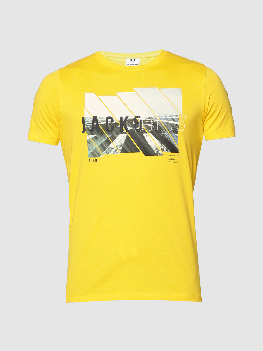 Yellow Graphic Print Slim Fit Crew Neck T-Shirt