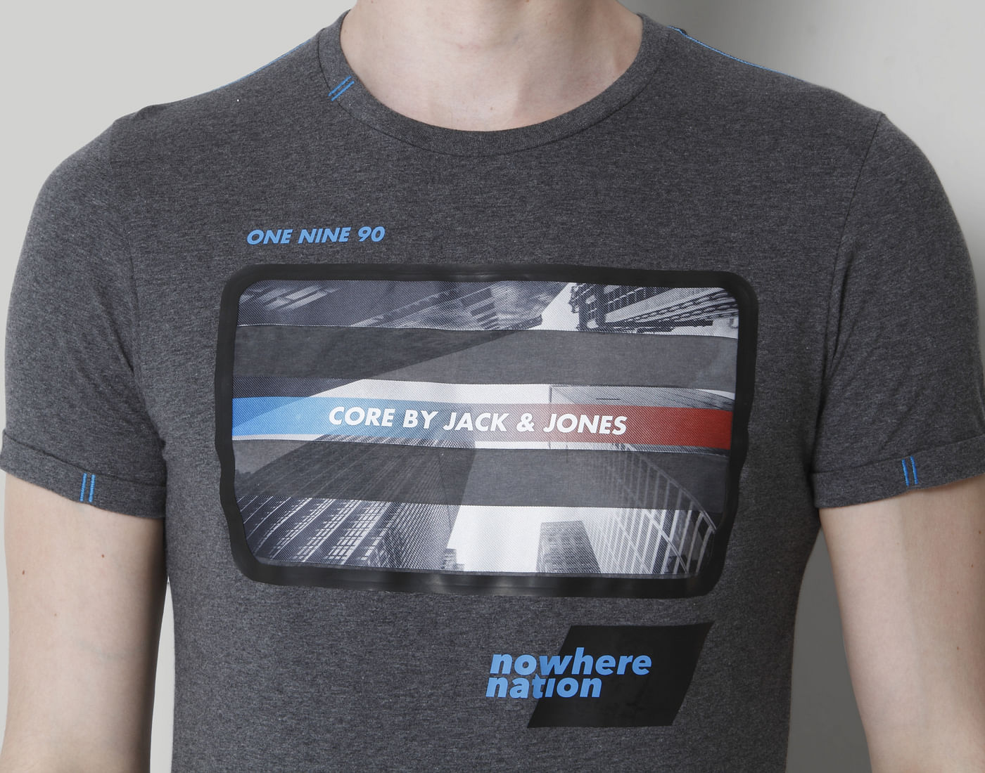 Dark Grey Graphic Print Crew Neck T-Shirt
