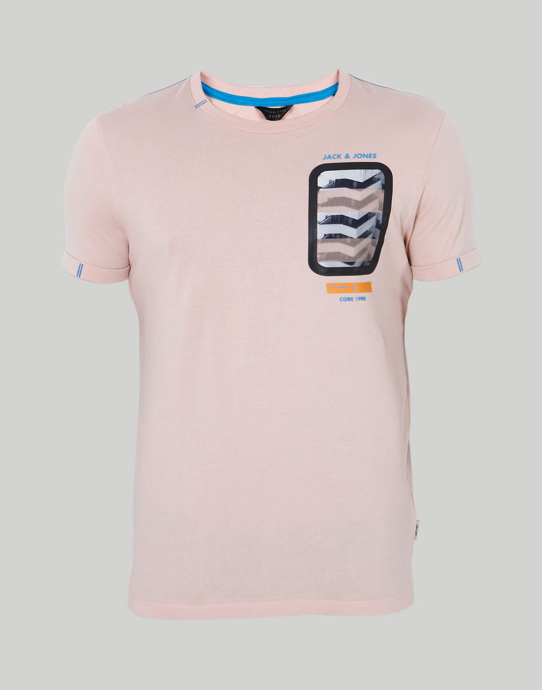 Peach Graphic Print Crew Neck T-Shirt