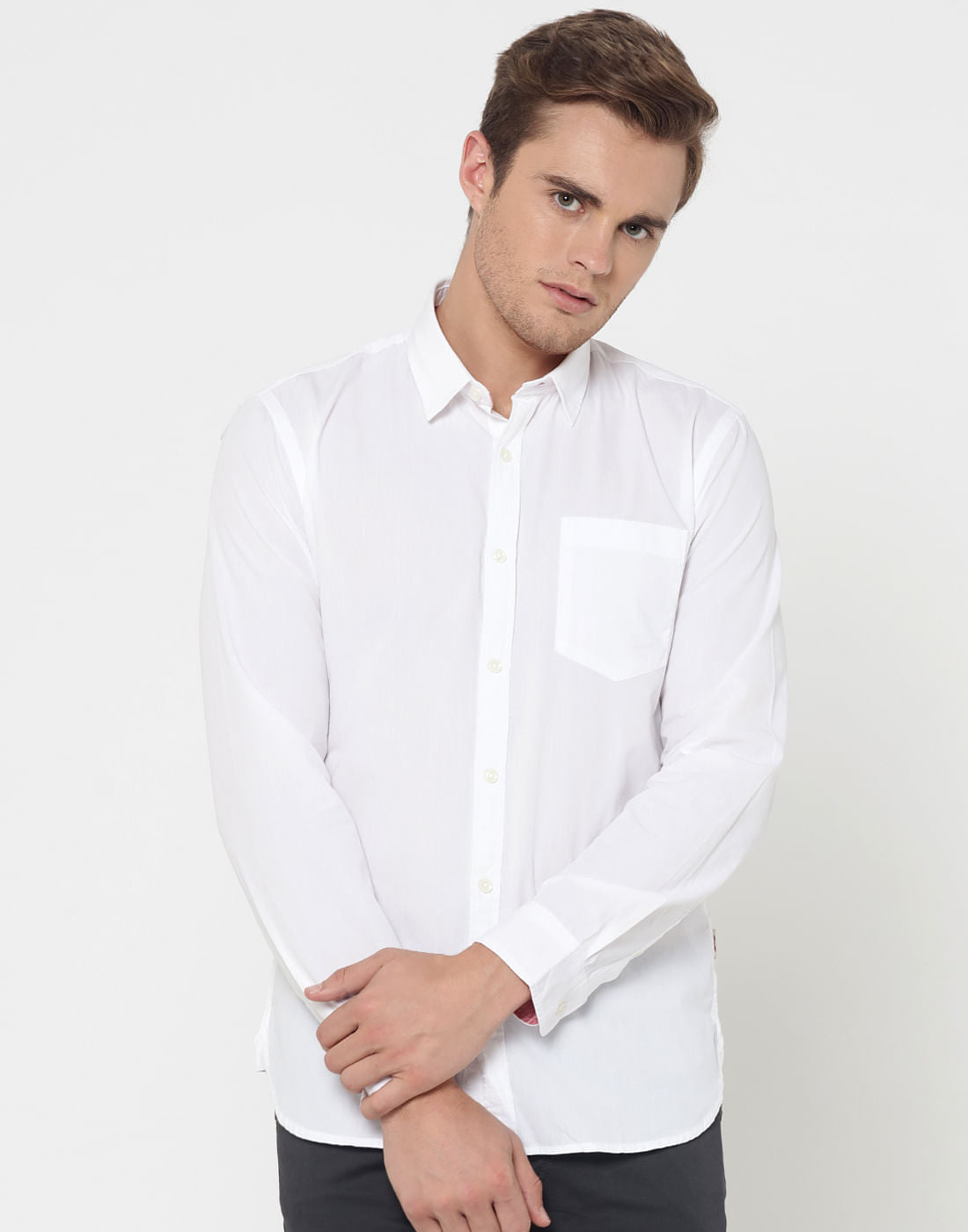 White One Pocket Shirt - S