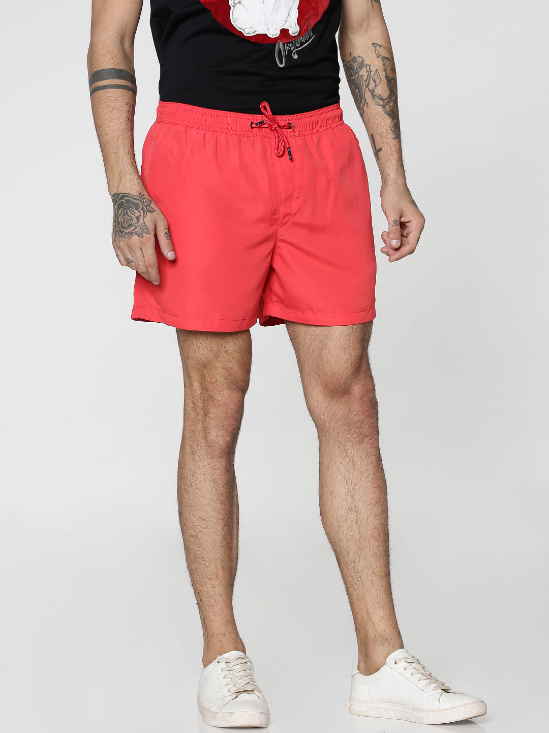 Red Drawstring Swim Shorts