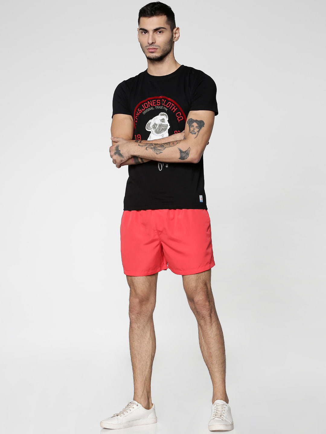 Red Drawstring Swim Shorts