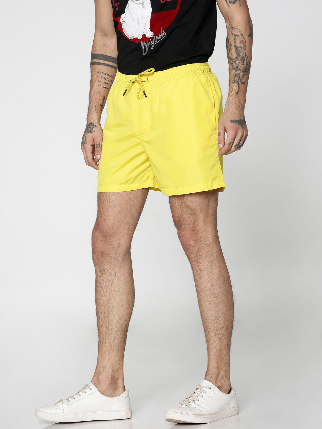 Yellow Drawstring Swim Shorts