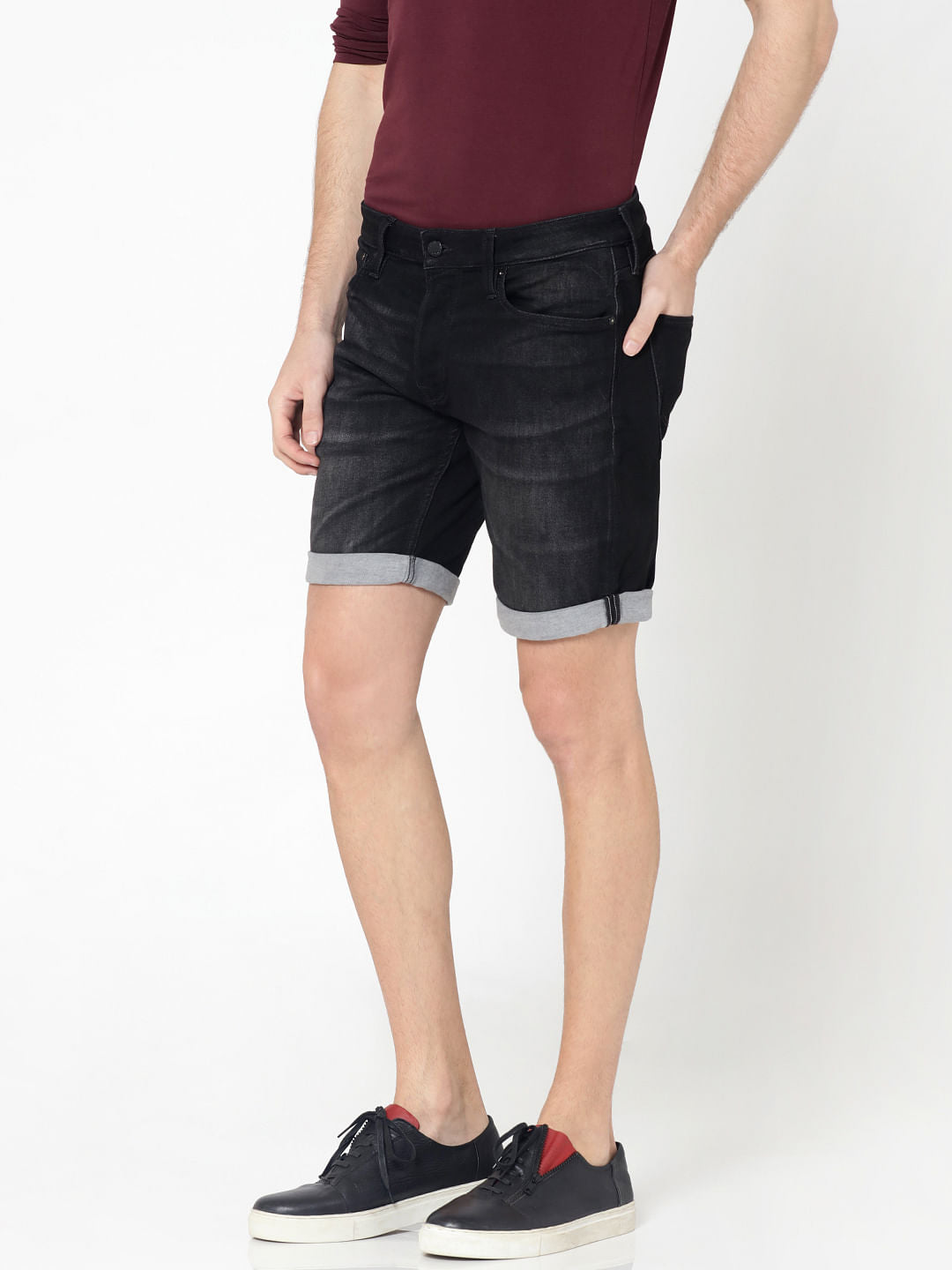 Black Rick Regular Fit Denim Shorts