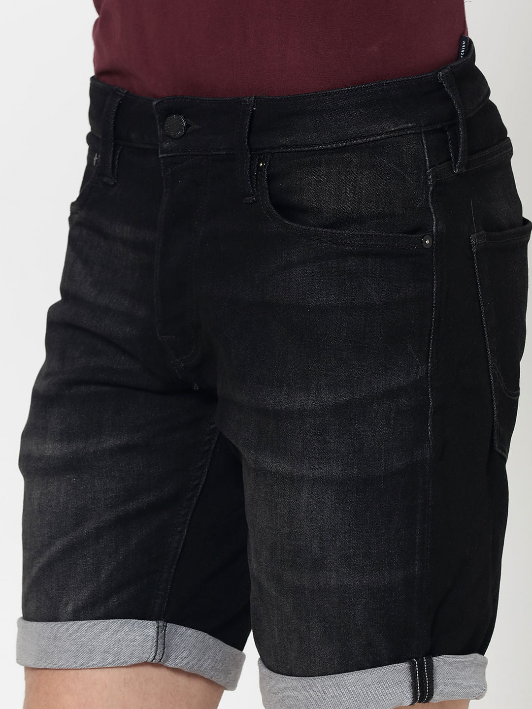 Black Rick Regular Fit Denim Shorts