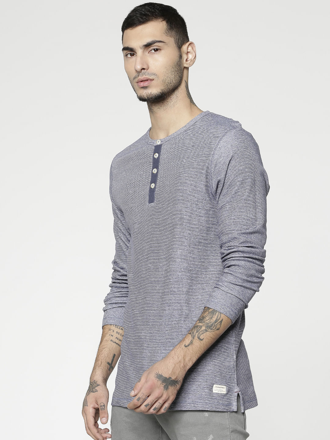 Blue Slim Fit Henley T-Shirt