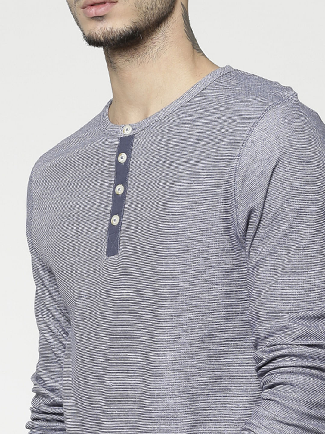 Blue Slim Fit Henley T-Shirt