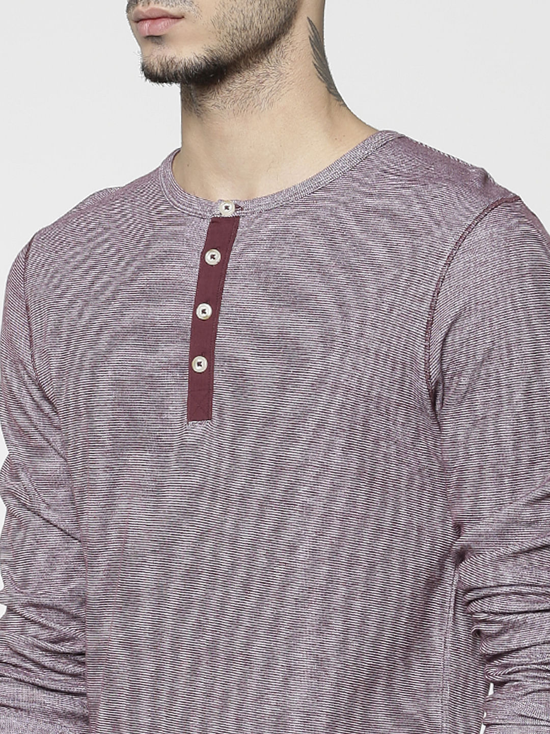 Red Slim Fit Henley T-Shirt