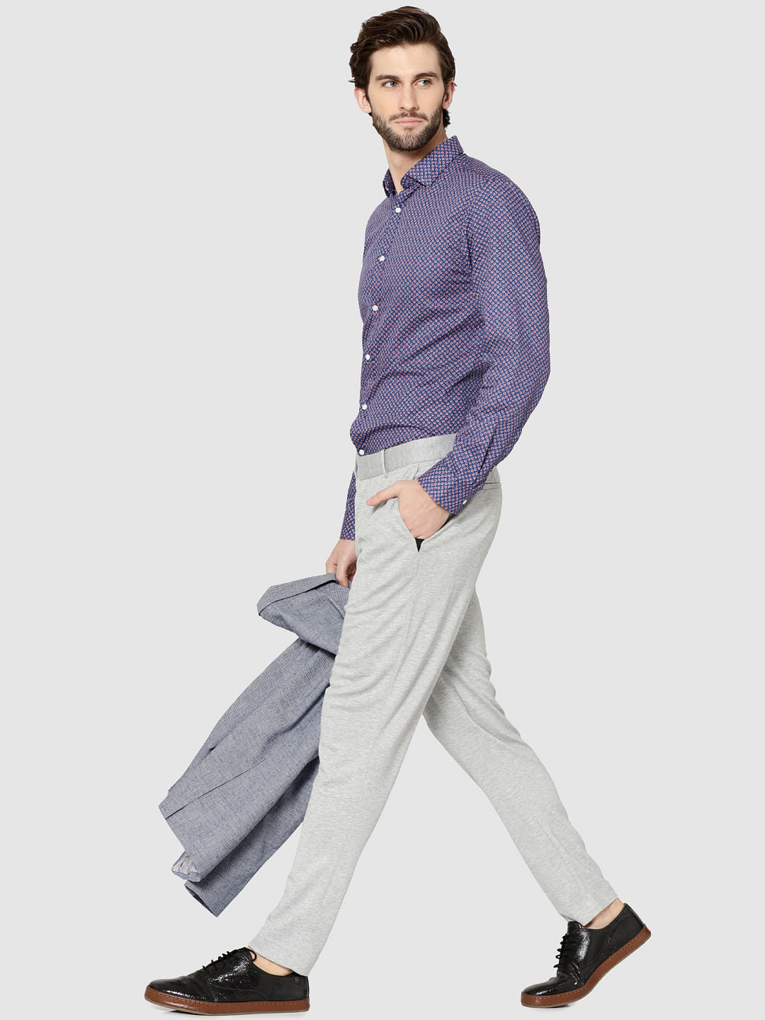 Blue All Over Print Full Sleeves Dobby Shirt