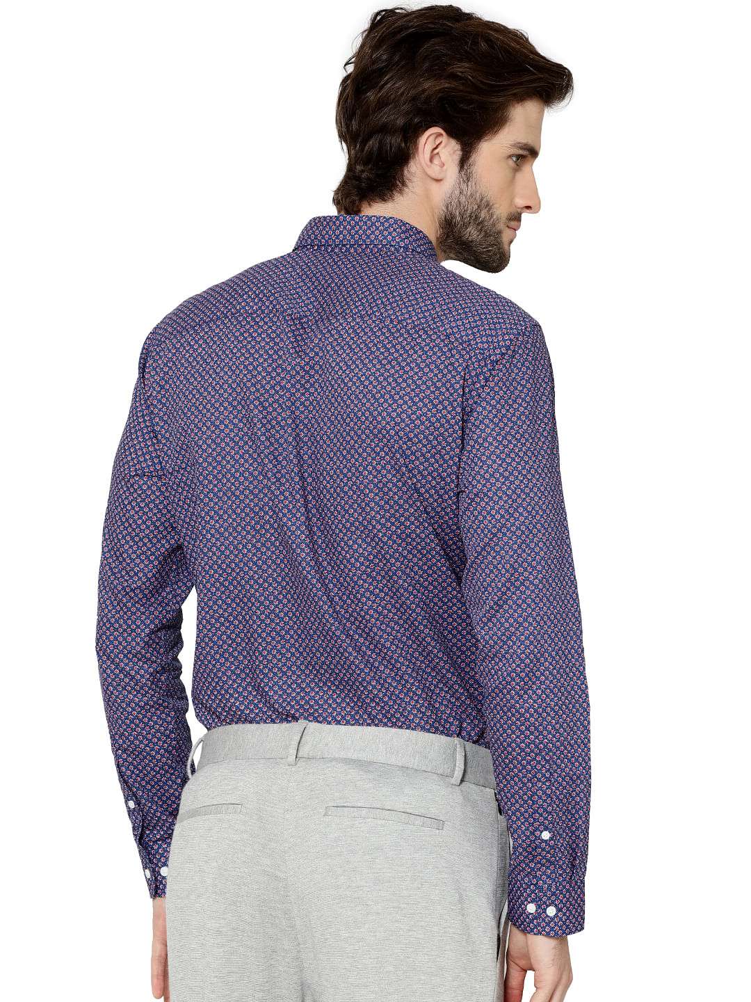 Blue All Over Print Full Sleeves Dobby Shirt