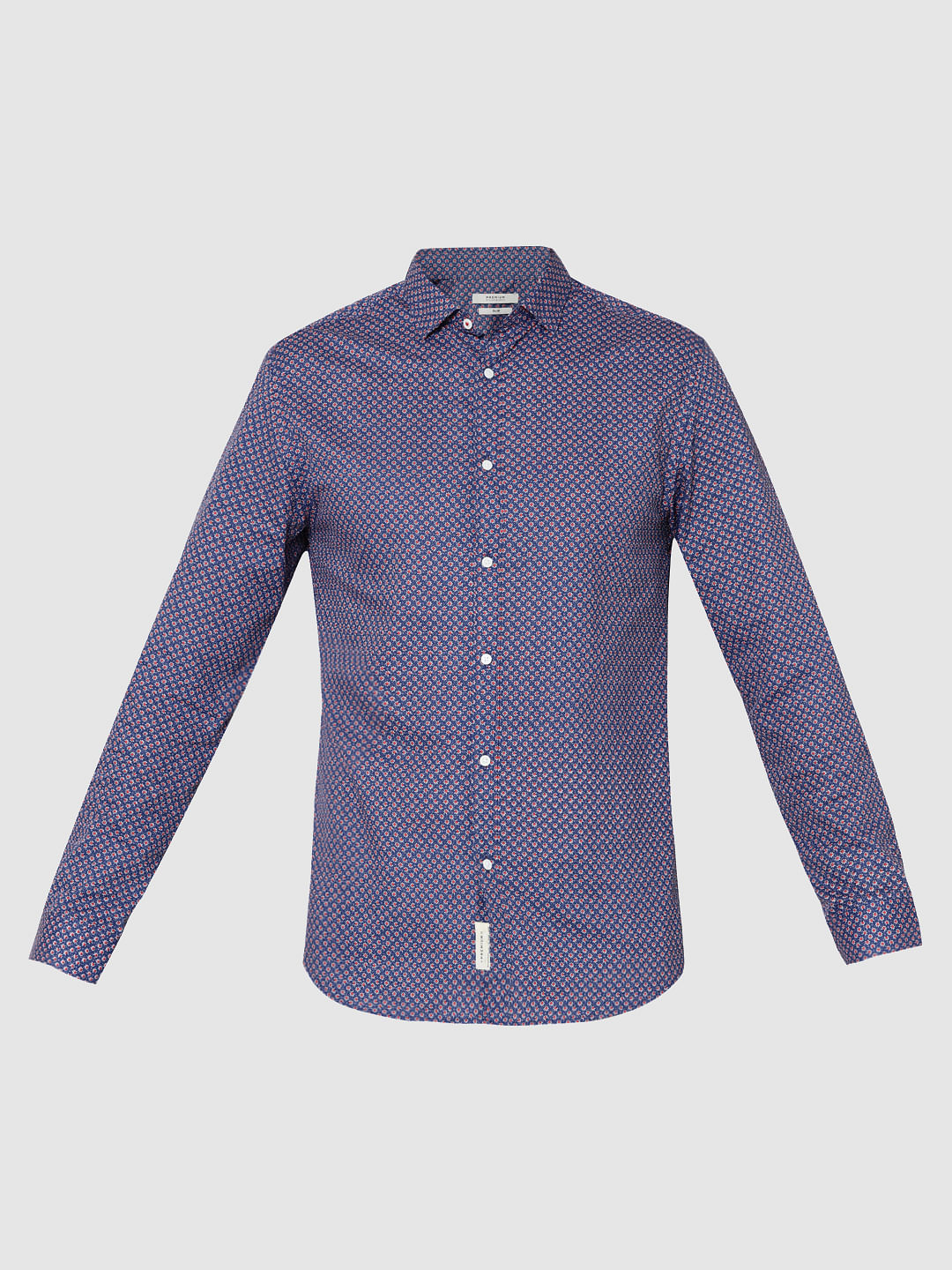 Blue All Over Print Full Sleeves Dobby Shirt